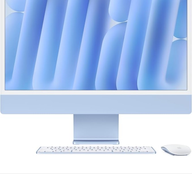 Apple iMac All-in-One Desktop Computer with M4 chip with 10-core CPU and 10-core GPU: Built for Apple Intelligence, 24-inch Retina Display, 16GB Unified Memory, 256GB SSD storage; Blue